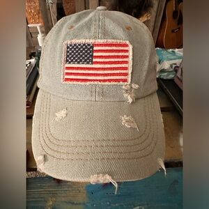 D&Y Distressed Denim USA Flag Baseball Cap Adjustable Vintage Style Hat